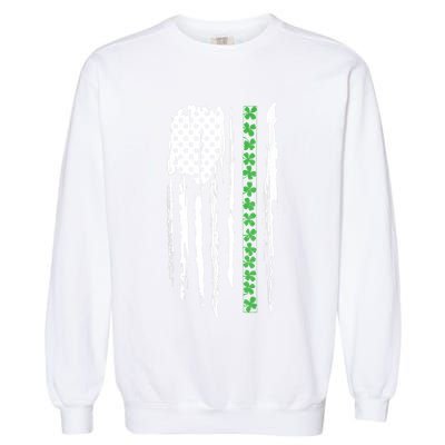 St. PatrickS Day Irish Flag Usa Flag Green Shamrocks Garment-Dyed Sweatshirt