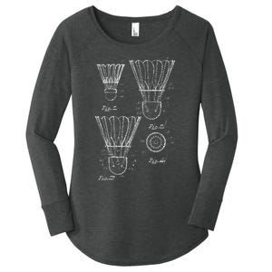 Shuttlecock Patent Drawing Badminton Women's Perfect Tri Tunic Long Sleeve Shirt