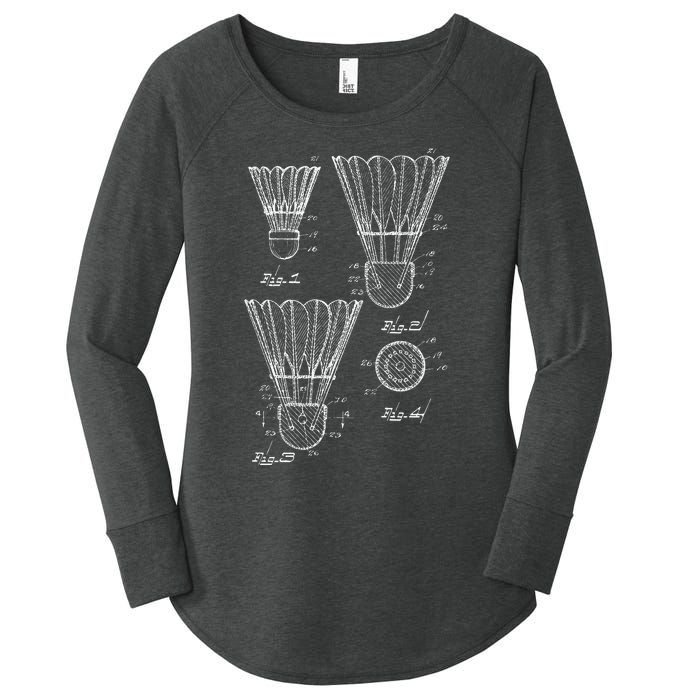 Shuttlecock Patent Drawing Badminton Women's Perfect Tri Tunic Long Sleeve Shirt