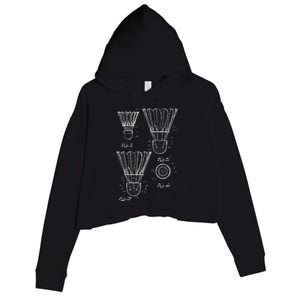 Shuttlecock Patent Drawing Badminton Crop Fleece Hoodie