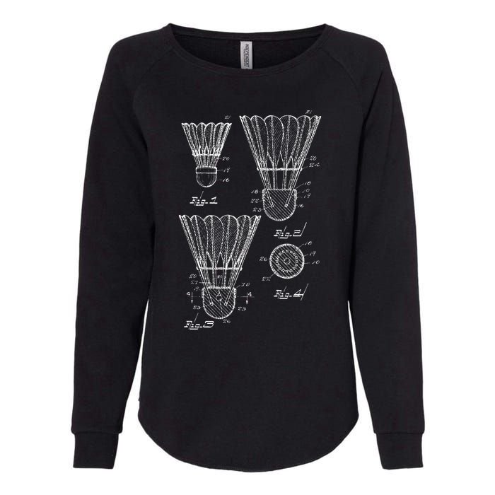 Shuttlecock Patent Drawing Badminton Womens California Wash Sweatshirt