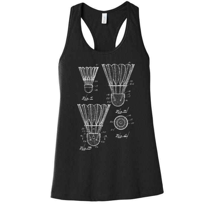 Shuttlecock Patent Drawing Badminton Women's Racerback Tank