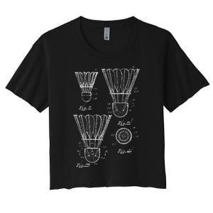 Shuttlecock Patent Drawing Badminton Women's Crop Top Tee