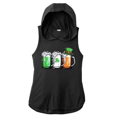 St Patrick's Day Beer Ladies PosiCharge Tri-Blend Wicking Draft Hoodie Tank