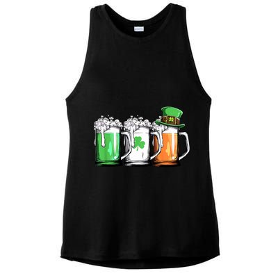 St Patrick's Day Beer Ladies PosiCharge Tri-Blend Wicking Tank