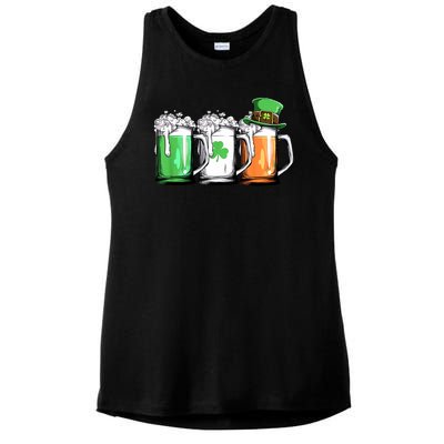 St Patrick's Day Beer Ladies PosiCharge Tri-Blend Wicking Tank