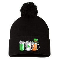 St Patrick's Day Beer Pom Pom 12in Knit Beanie