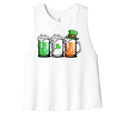 St Patrick's Day Beer Women's Racerback Cropped Tank