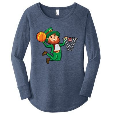 St Patricks Day Leprechaun Dunk Basketball Gift Women's Perfect Tri Tunic Long Sleeve Shirt