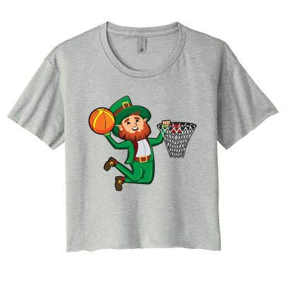 St Patricks Day Leprechaun Dunk Basketball Gift Women's Crop Top Tee