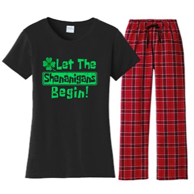 St Patricks Day Let The Shenanigans Begin Women's Flannel Pajama Set