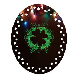 St. Patrick's Day Shamrock Lucky Four Leaf Ceramic Oval Ornament