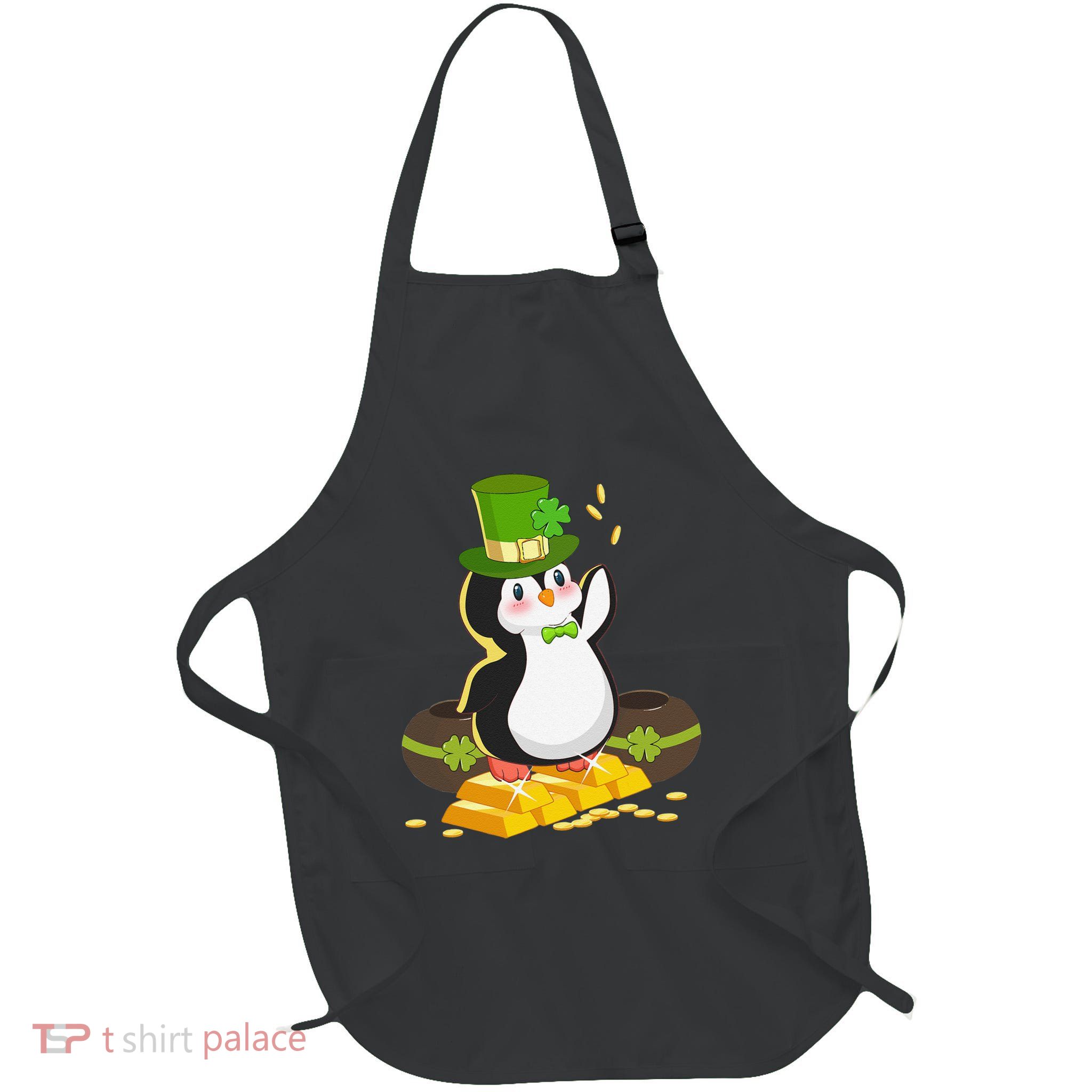 St Patricks Day Lucky Penguin Leprechaun Shamrock Irish Apron