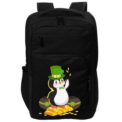 St Patricks Day Lucky Penguin Leprechaun Shamrock Irish Impact Tech Backpack