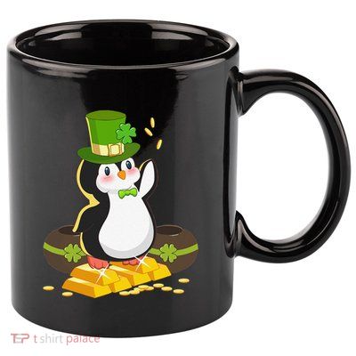 St Patricks Day Lucky Penguin Leprechaun Shamrock Irish 11oz C Handle Ceramic Mug