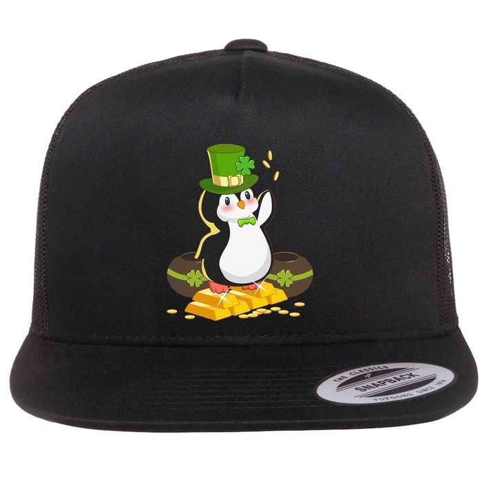 St Patricks Day Lucky Penguin Leprechaun Shamrock Irish Flatbill Hat