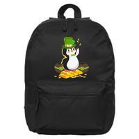 St Patricks Day Lucky Penguin Leprechaun Shamrock Irish 16 in Basic Backpack
