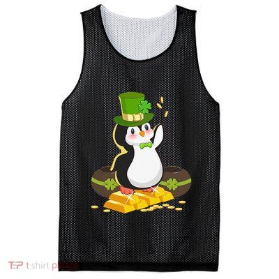 St Patricks Day Lucky Penguin Leprechaun Shamrock Irish Mesh Reversible Basketball Jersey Tank