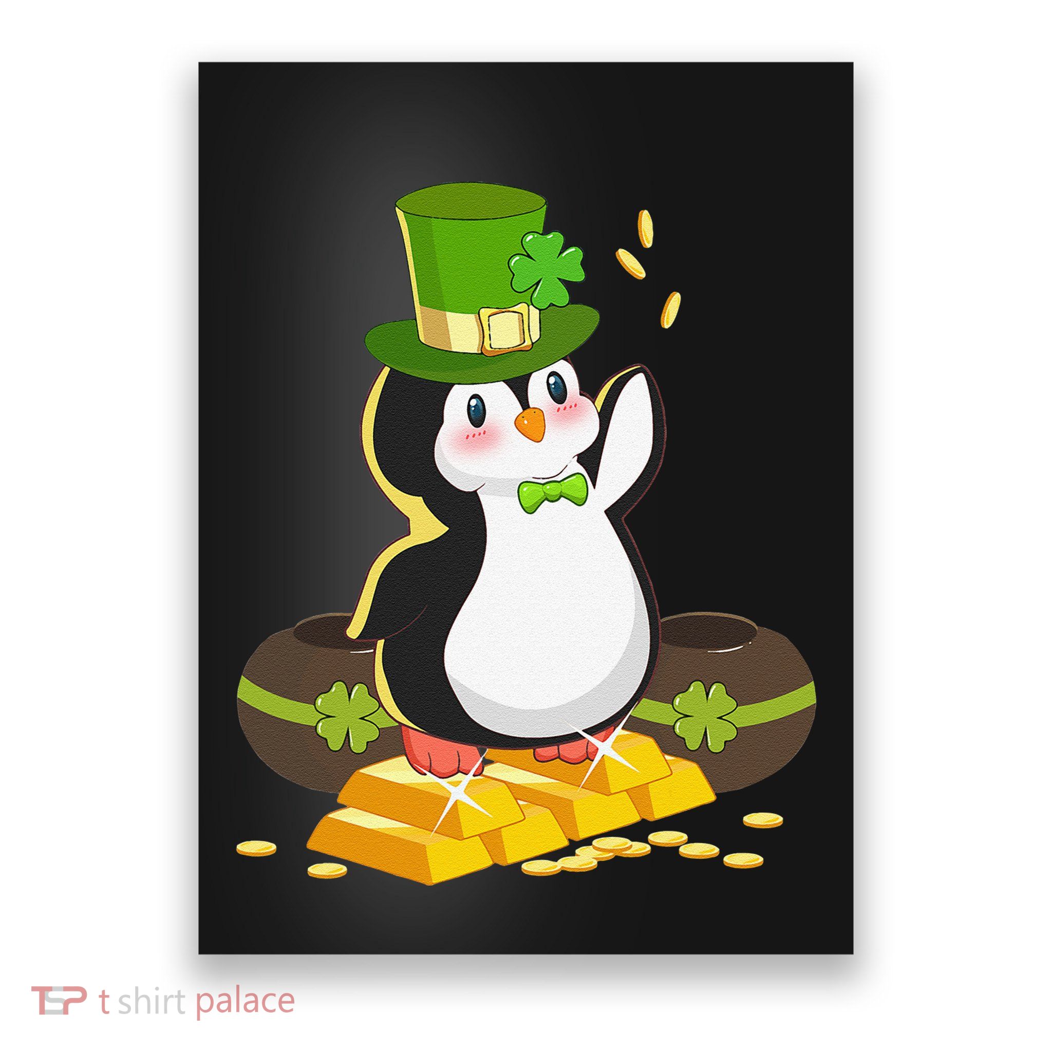 St Patricks Day Lucky Penguin Leprechaun Shamrock Irish Poster