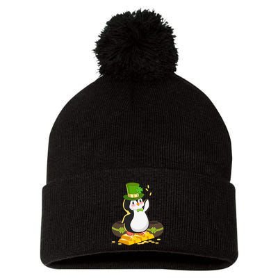 St Patricks Day Lucky Penguin Leprechaun Shamrock Irish Pom Pom 12in Knit Beanie