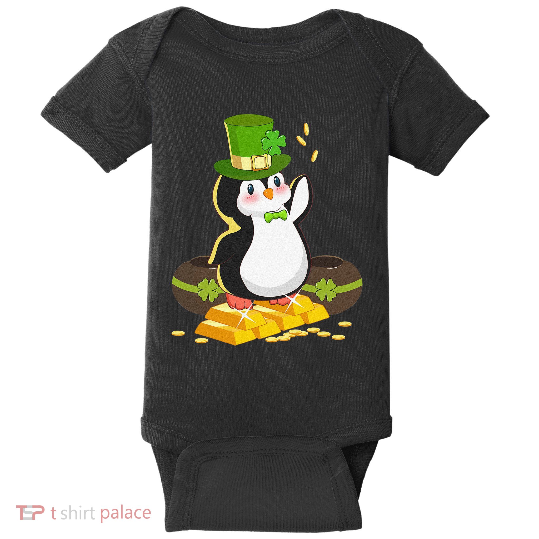 St Patricks Day Lucky Penguin Leprechaun Shamrock Irish Baby Bodysuit