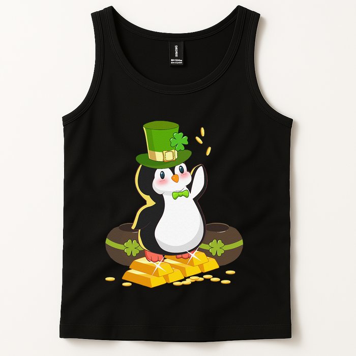 St Patricks Day Lucky Penguin Leprechaun Shamrock Irish Tank Top