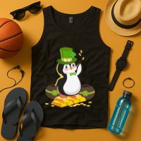 St Patricks Day Lucky Penguin Leprechaun Shamrock Irish Tank Top