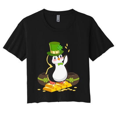 St Patricks Day Lucky Penguin Leprechaun Shamrock Irish Crop Top