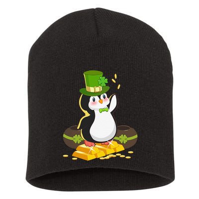 St Patricks Day Lucky Penguin Leprechaun Shamrock Irish Short Acrylic Beanie