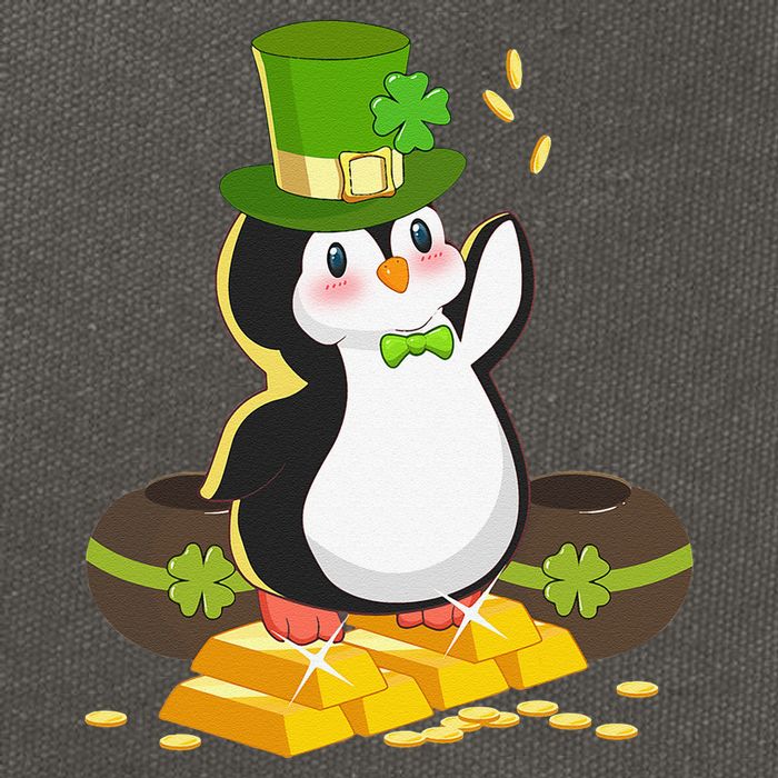 St Patricks Day Lucky Penguin Leprechaun Shamrock Irish Cotton Canvas Backpack
