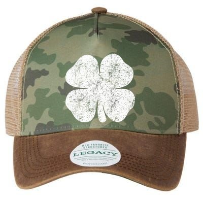 St. Patrick's Day Four Leaf Clover Green Background Design Legacy Tie Dye Trucker Hat