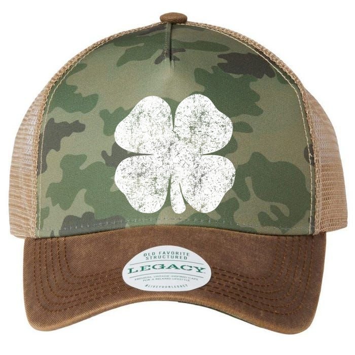 St. Patrick's Day Four Leaf Clover Green Background Design Legacy Tie Dye Trucker Hat