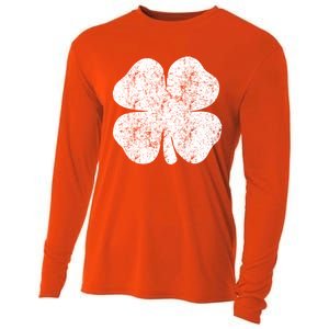 St. Patrick's Day Four Leaf Clover Green Background Design Cooling Performance Long Sleeve Crew