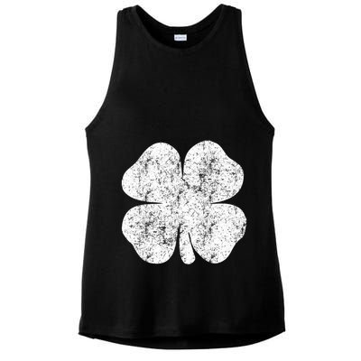 St. Patrick's Day Four Leaf Clover Green Background Design Ladies PosiCharge Tri-Blend Wicking Tank