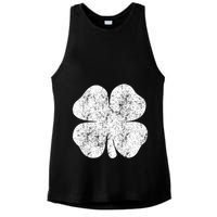 St. Patrick's Day Four Leaf Clover Green Background Design Ladies PosiCharge Tri-Blend Wicking Tank