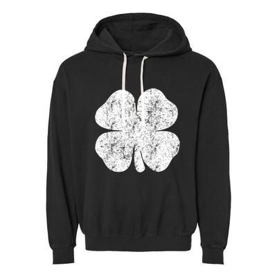 St. Patrick's Day Four Leaf Clover Green Background Design Garment-Dyed Fleece Hoodie
