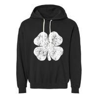 St. Patrick's Day Four Leaf Clover Green Background Design Garment-Dyed Fleece Hoodie