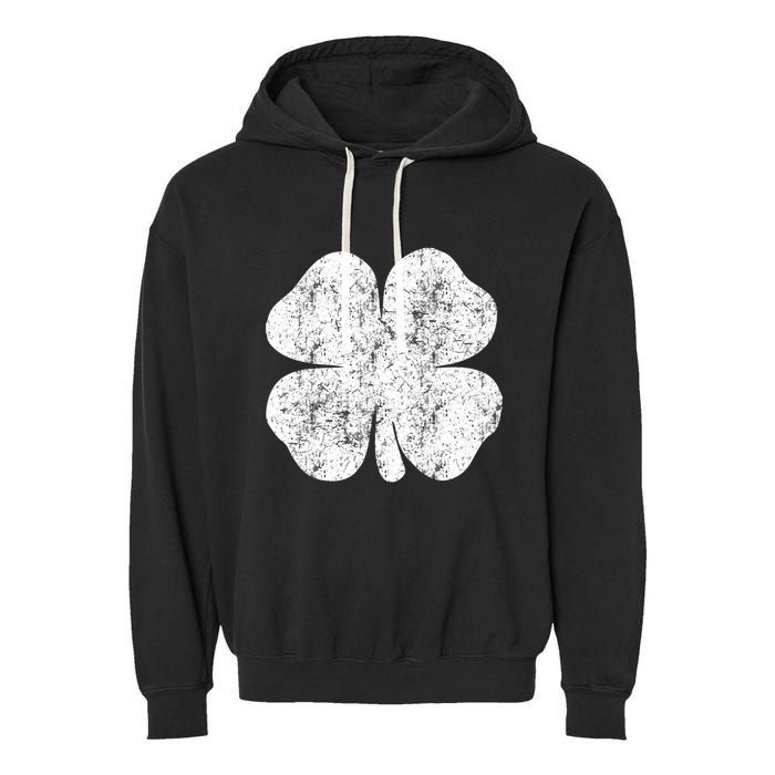 St. Patrick's Day Four Leaf Clover Green Background Design Garment-Dyed Fleece Hoodie