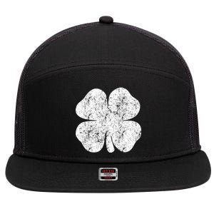 St. Patrick's Day Four Leaf Clover Green Background Design 7 Panel Mesh Trucker Snapback Hat