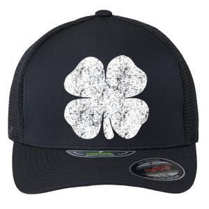 St. Patrick's Day Four Leaf Clover Green Background Design Flexfit Unipanel Trucker Cap