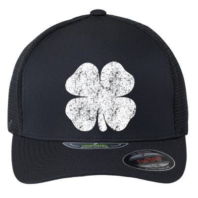 St. Patrick's Day Four Leaf Clover Green Background Design Flexfit Unipanel Trucker Cap
