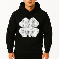 St. Patrick's Day Four Leaf Clover Green Background Design Hoodie