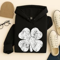 St. Patrick's Day Four Leaf Clover Green Background Design Hoodie