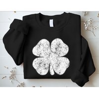 St. Patrick's Day Four Leaf Clover Green Background Design Sweatshirt