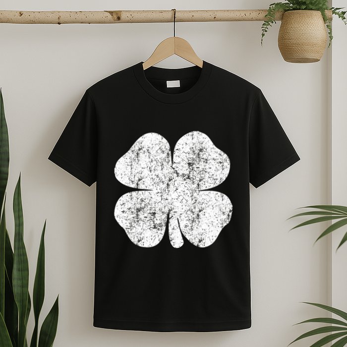 St. Patrick's Day Four Leaf Clover Green Background Design T-Shirt
