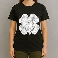St. Patrick's Day Four Leaf Clover Green Background Design T-Shirt