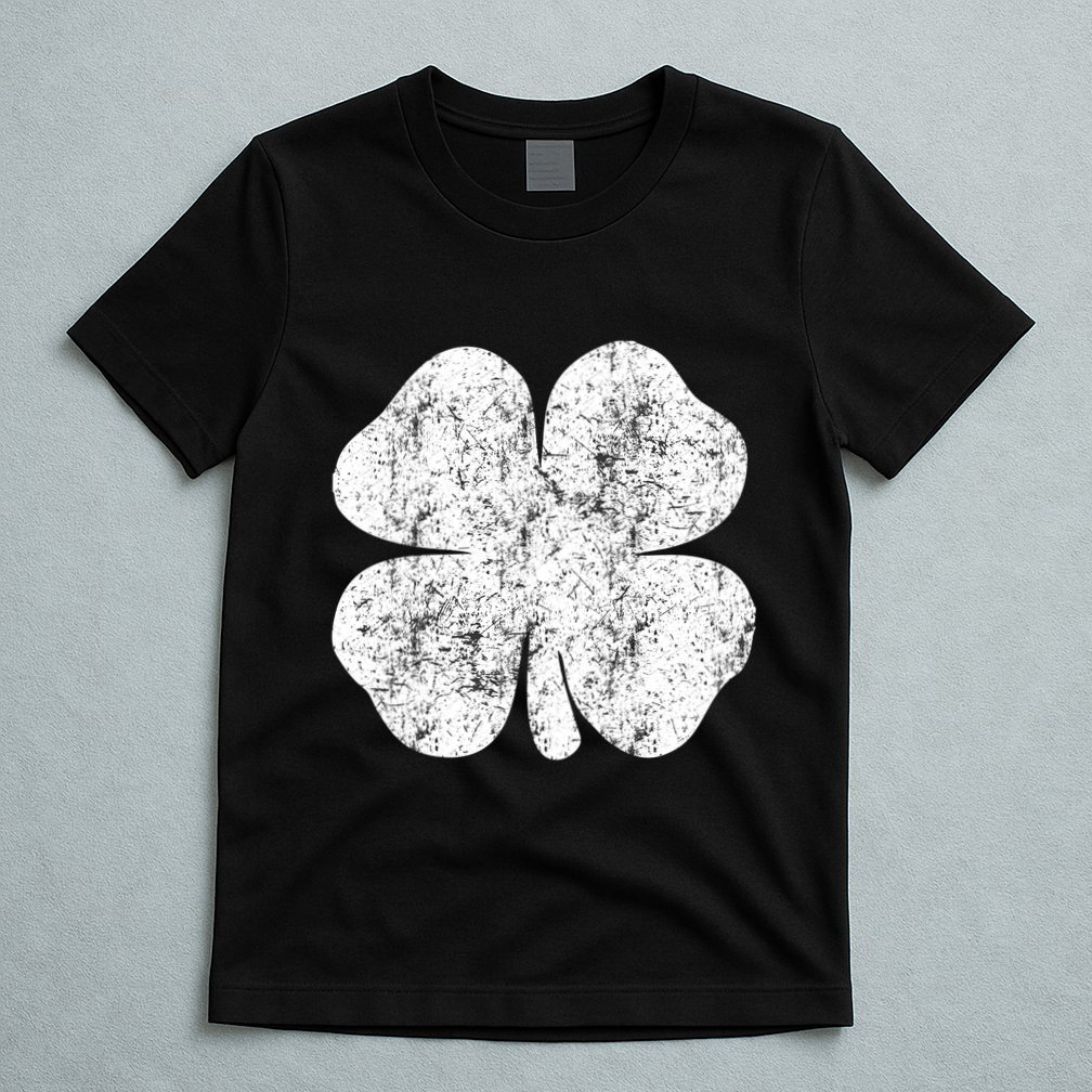 St. Patrick's Day Four Leaf Clover Green Background Design T-Shirt