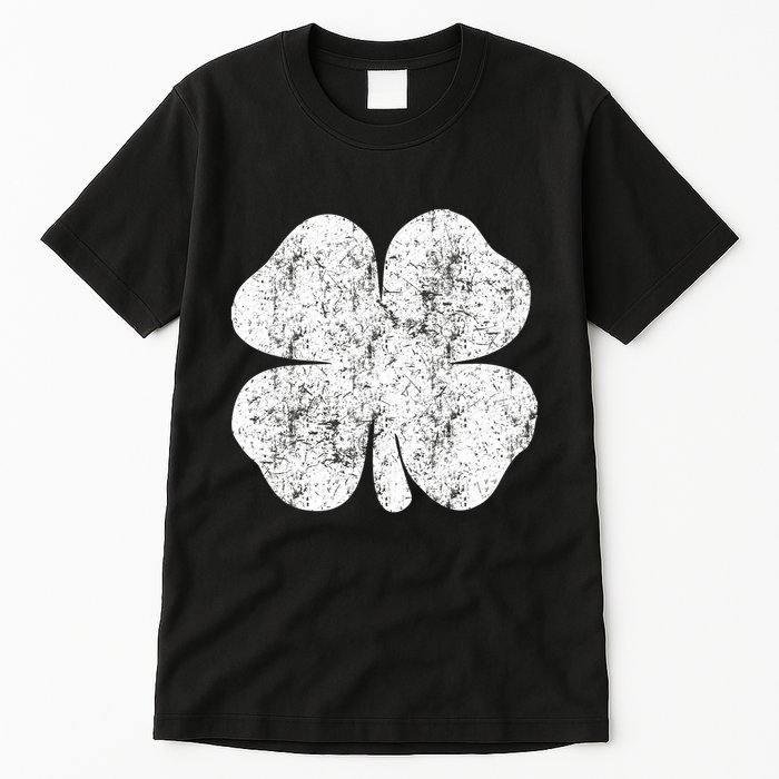 St. Patrick's Day Four Leaf Clover Green Background Design Tall T-Shirt