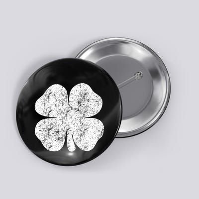 St. Patrick's Day Four Leaf Clover Green Background Design Button