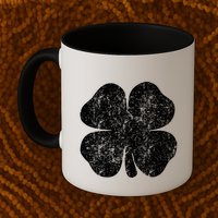 St. Patrick's Day Four Leaf Clover Green Background Design Mug